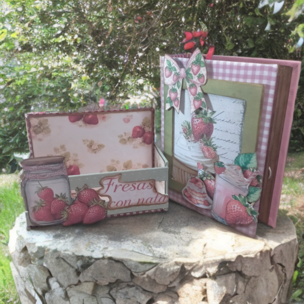 Taller Álbum de scrap y soporte fresas con nata - Imagen 2